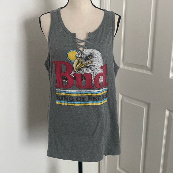 NWOT Torrid Plus Size Lace-Up Tank - Cotton Budweiser Grey - Picture 2 of 9